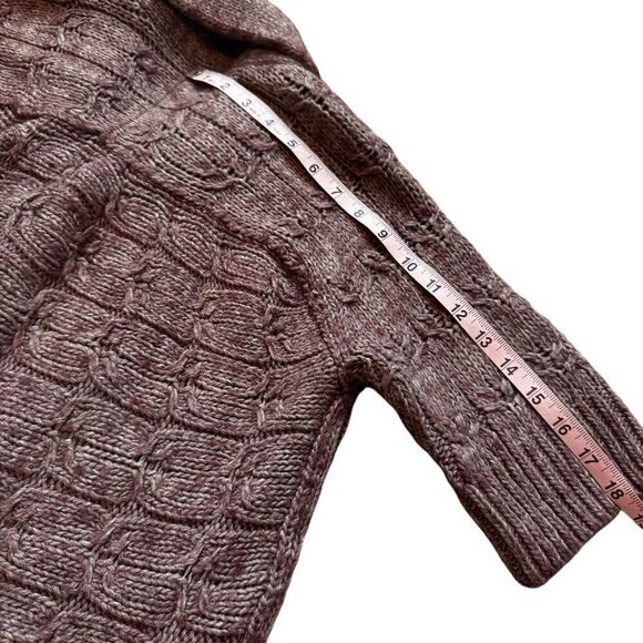 Loft Ann Taylor Alpaca Wool Blend Cardigan Women’s L Open Front Plum - Picture 7 of 12